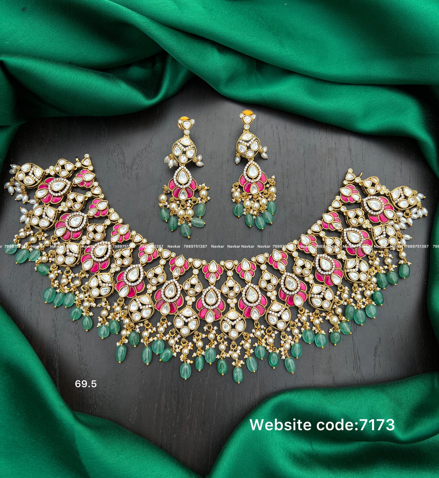 Kundan mossonite necklace