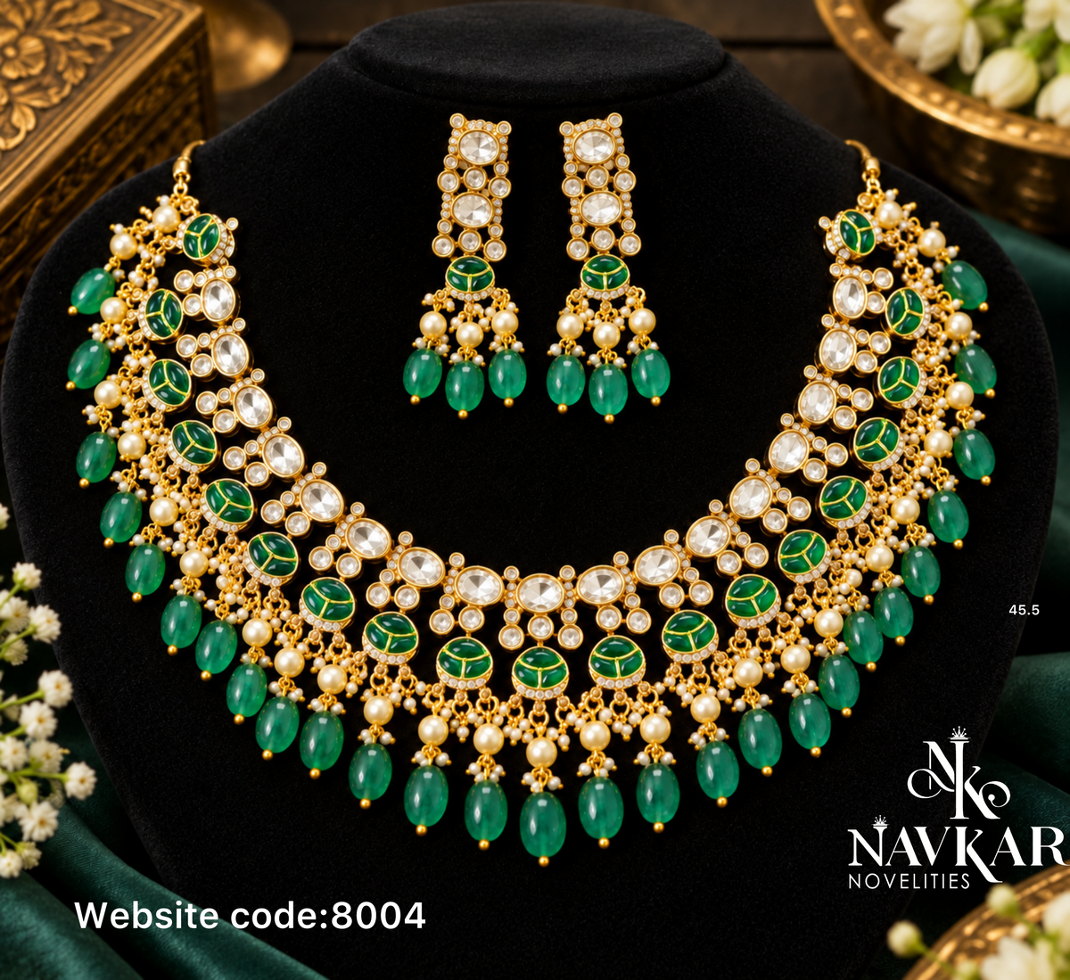 Kundan mossonite necklace