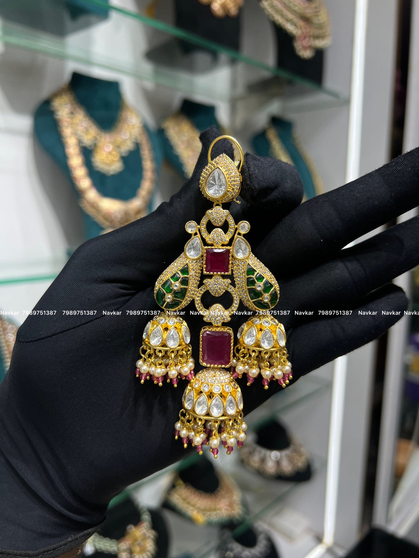 Kundan mossonite earring