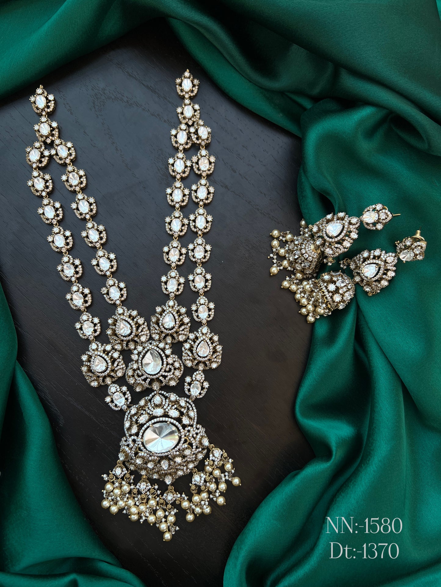 Mossonite 2 line haram and earrings
