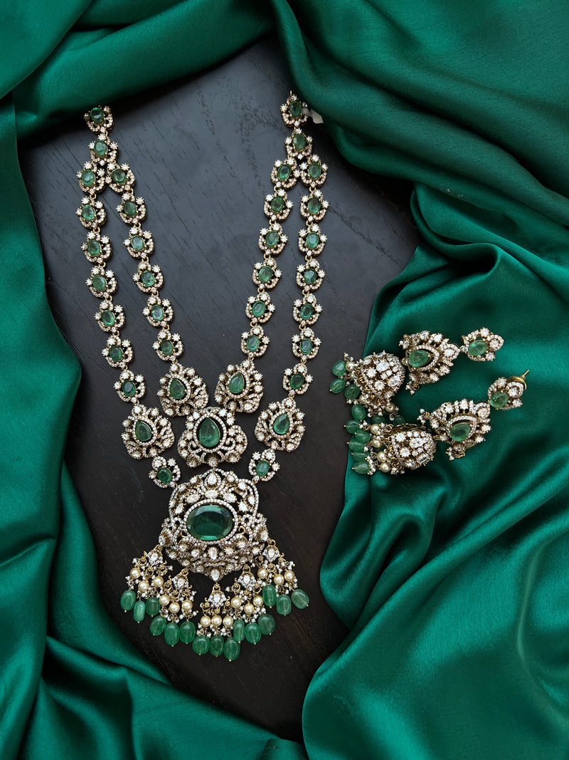 Mossonite 2 line haram and earrings