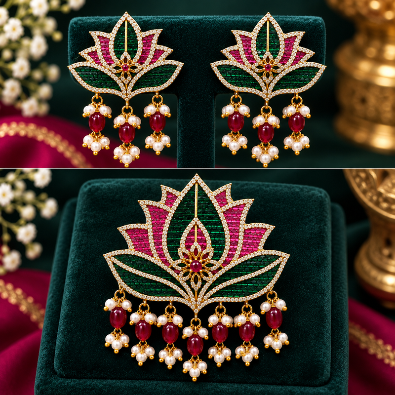 CZ Locket with Earrings