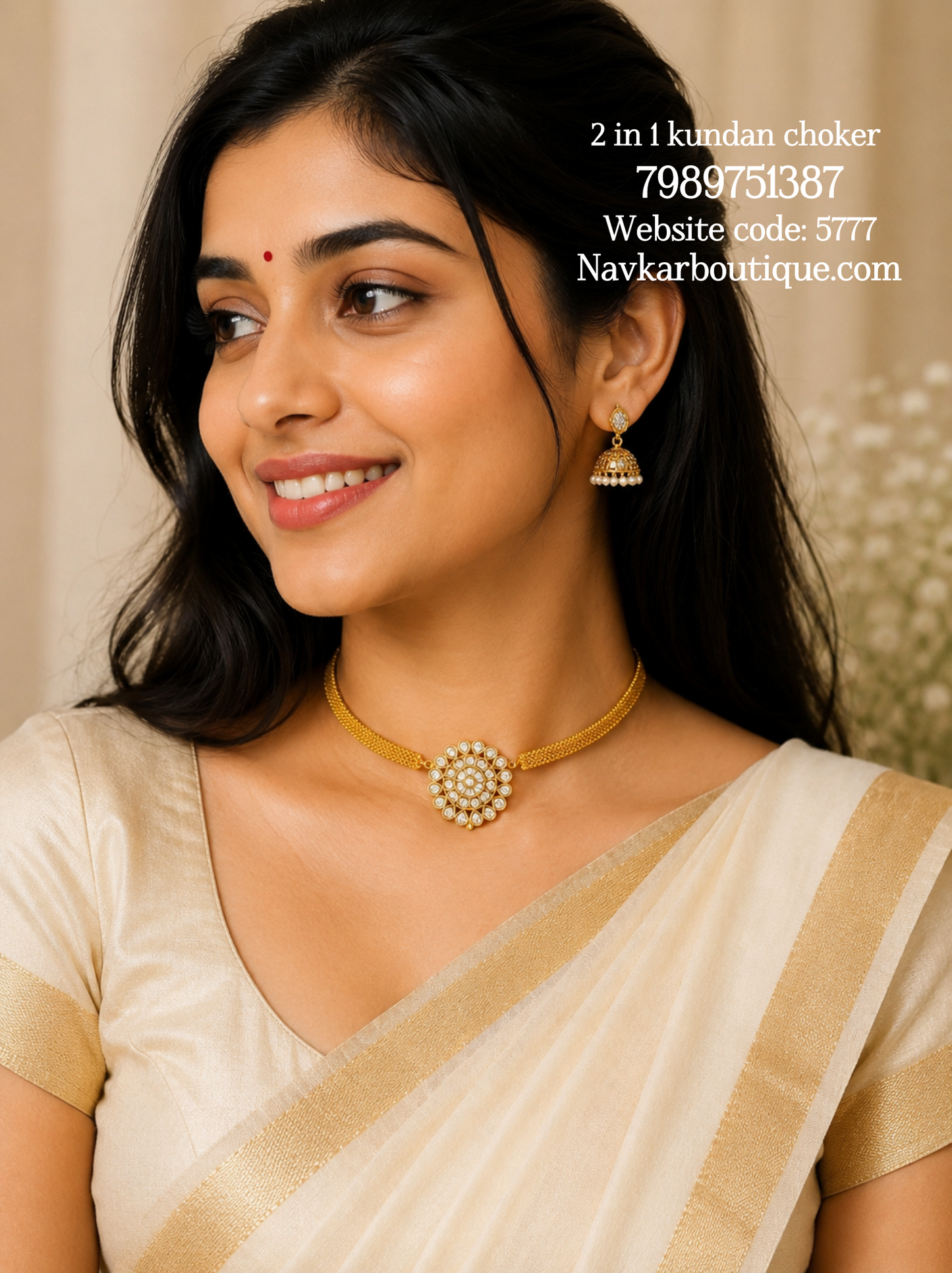 2 in 1 kundan choker