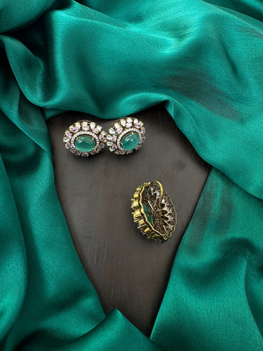 MOSSONITE LOCKET WITH EARRINGS