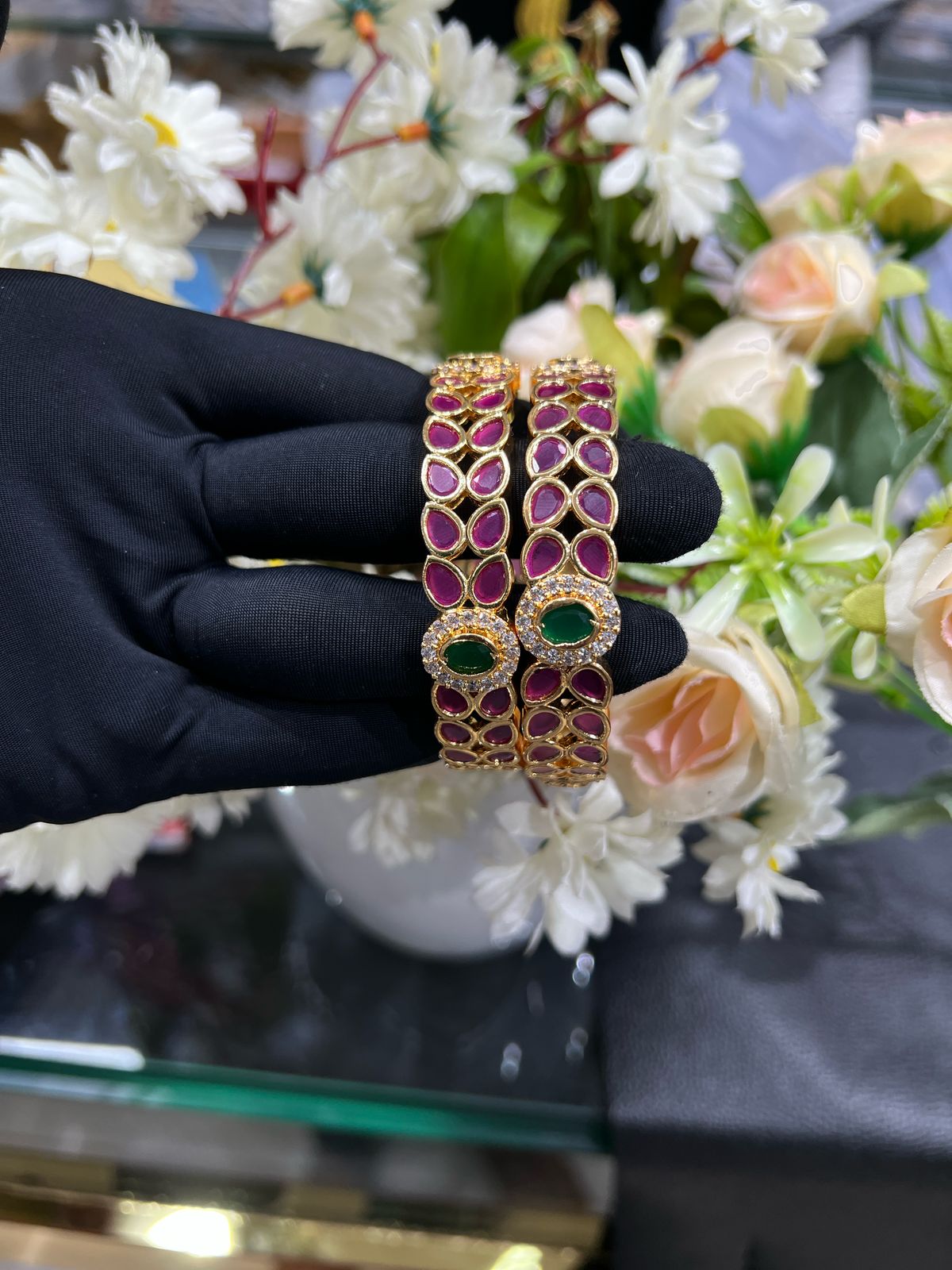 Red stone bangles