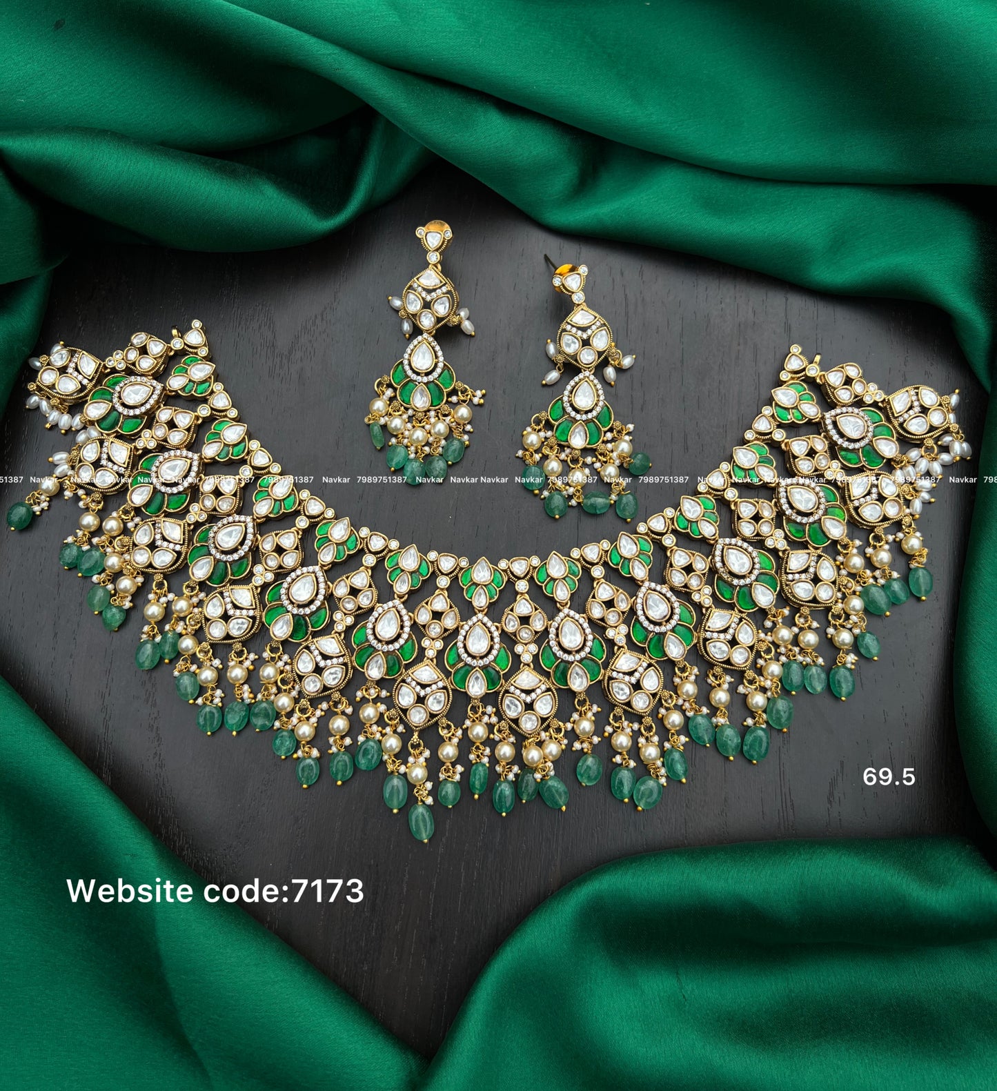 Kundan mossonite necklace
