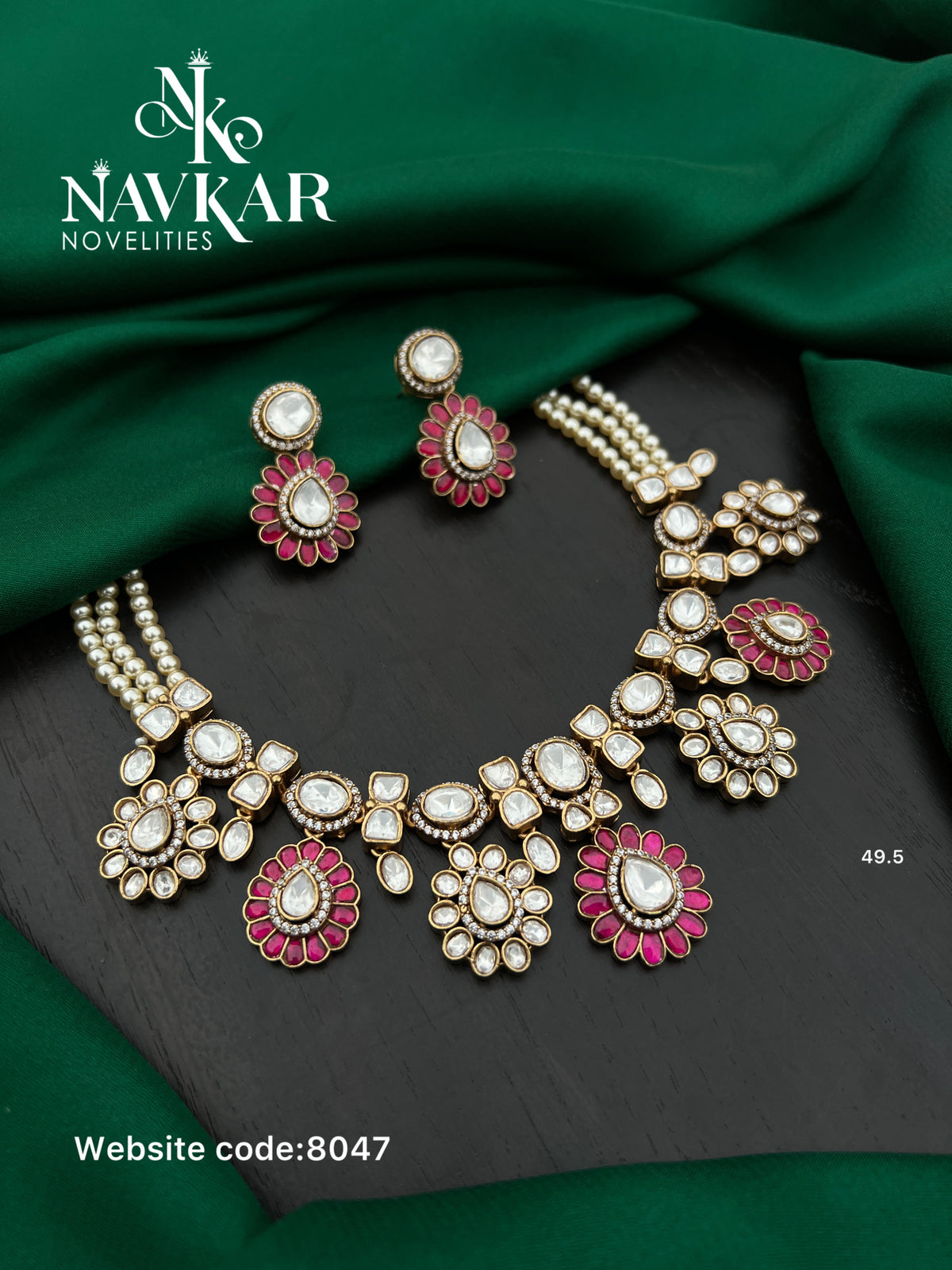 Kundan mossonite necklace