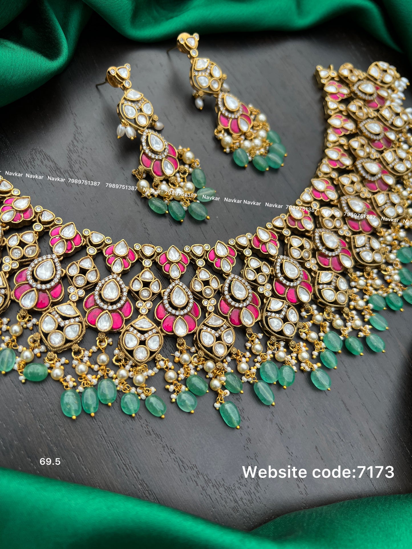 Kundan mossonite necklace