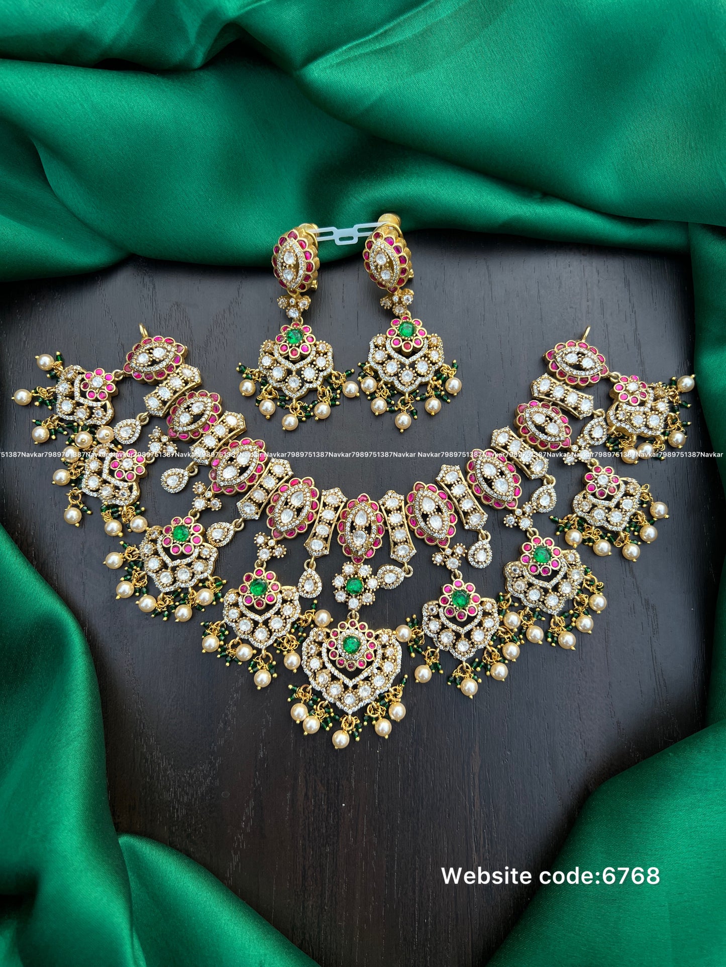 Kundan mossonite Necklace