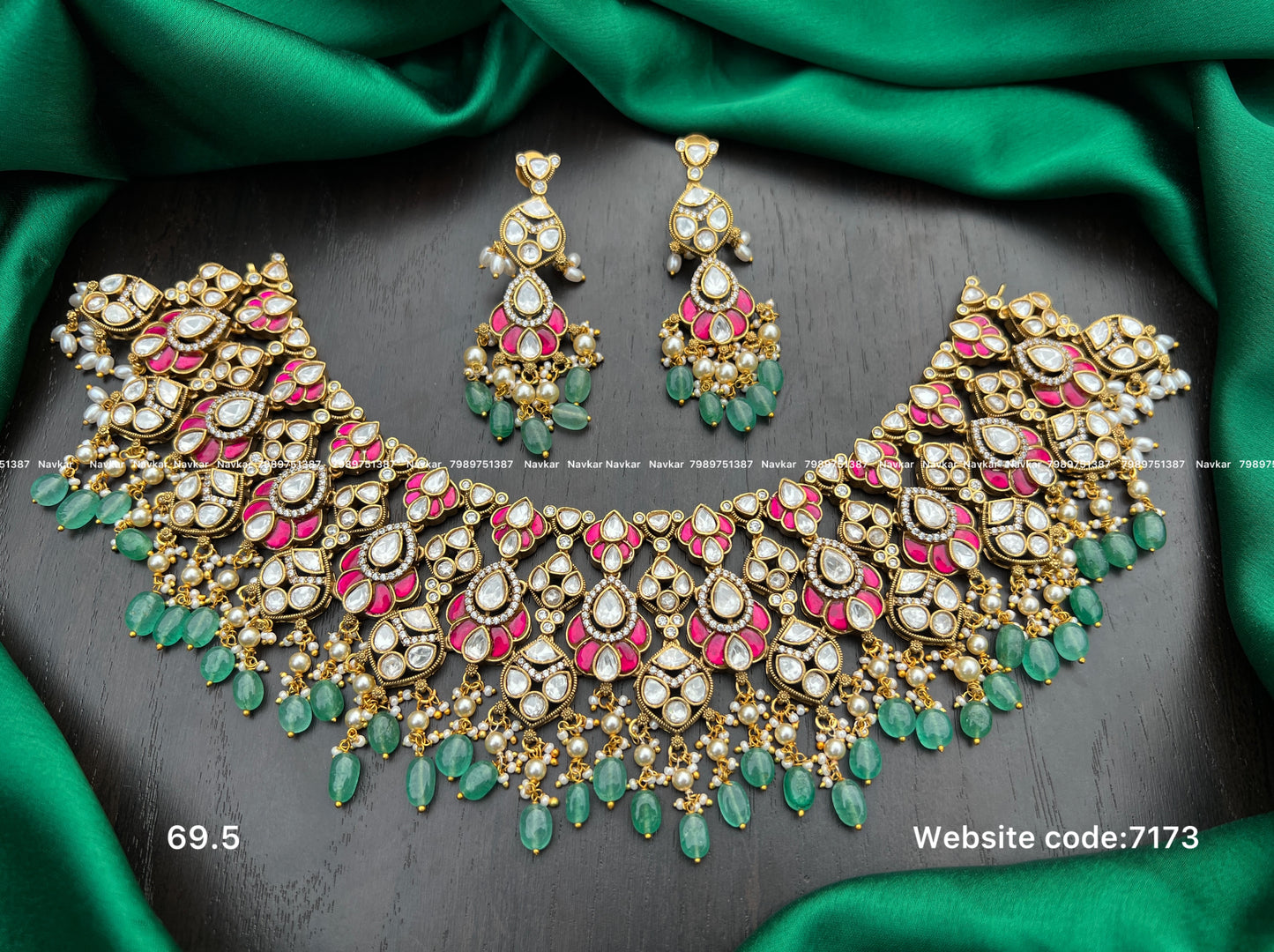 Kundan mossonite necklace