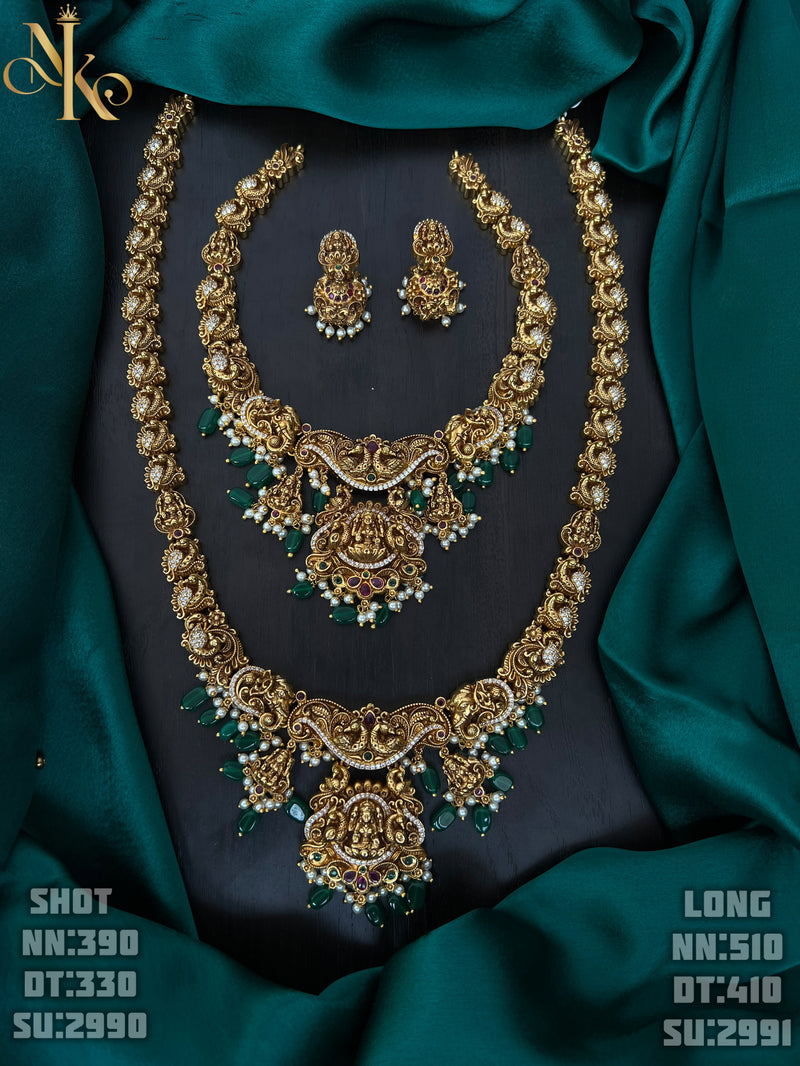 Nagshi long and short haram and earrings