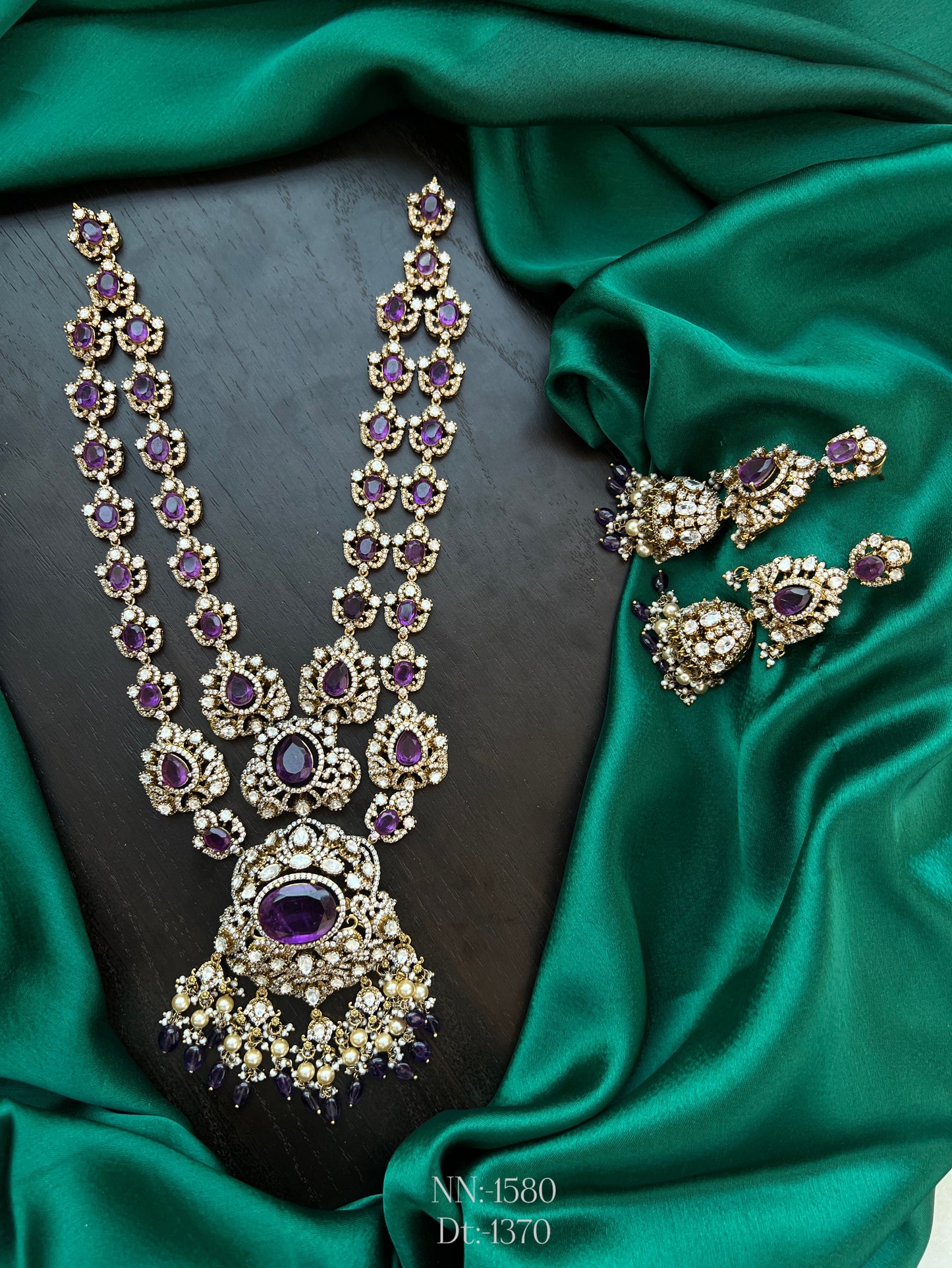 Mossonite 2 line haram and earrings
