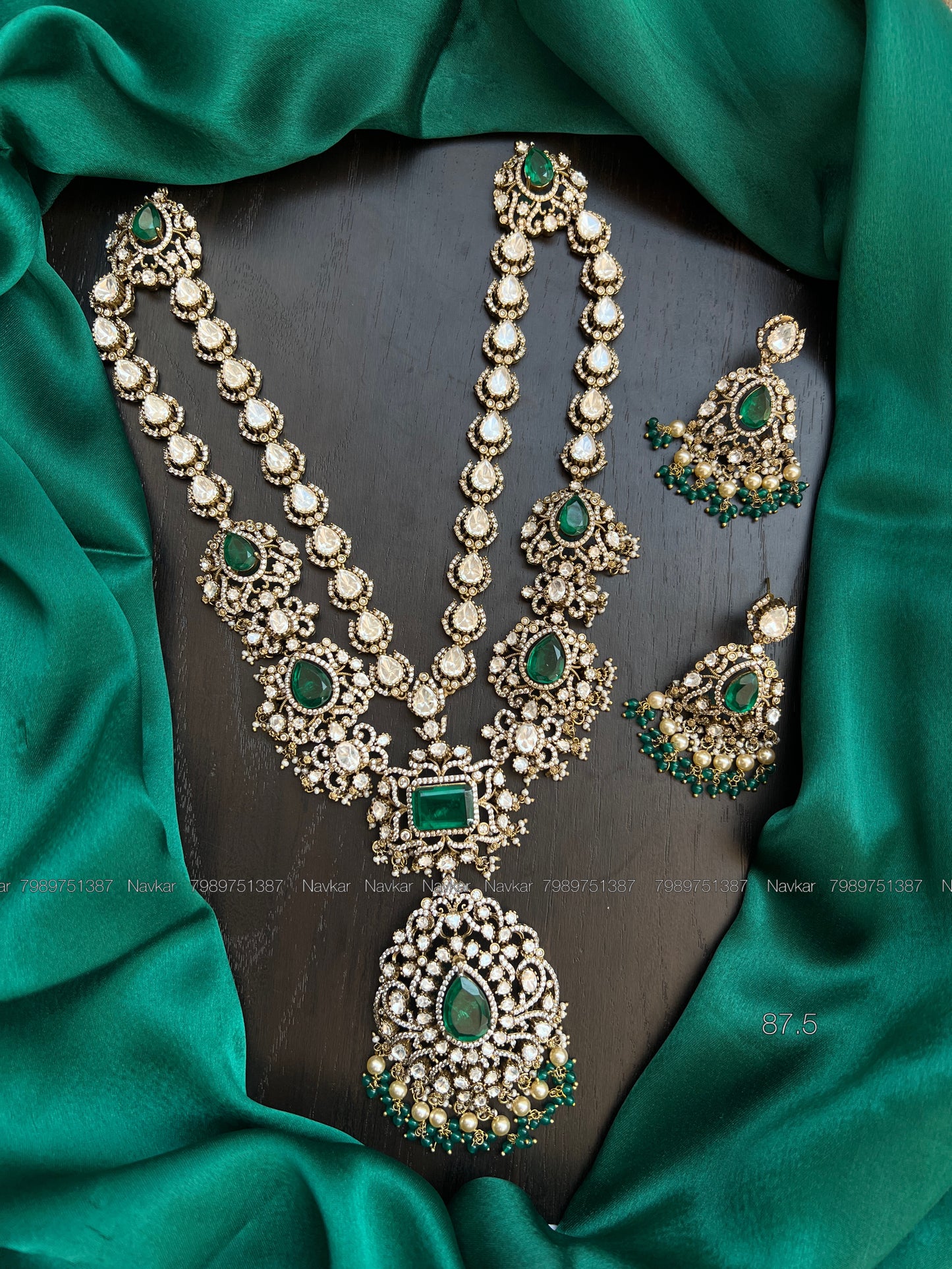 Mossonite 2lines haram and earrings