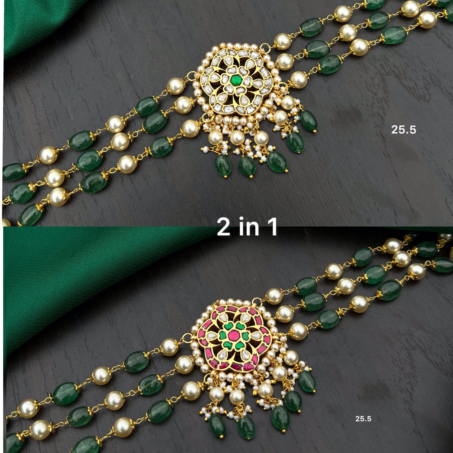 Kundan Beads Choker 2in1