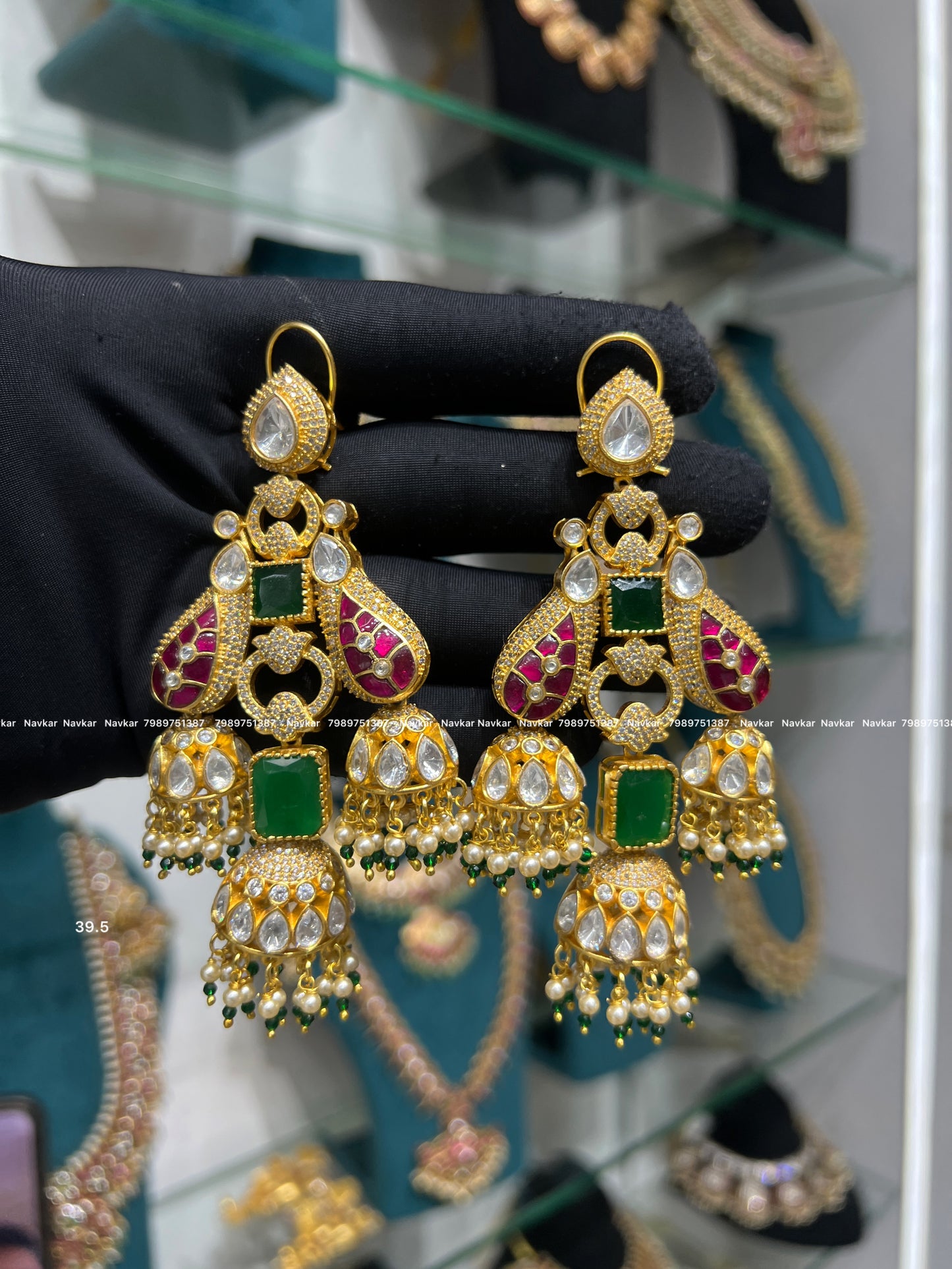 Kundan mossonite earring