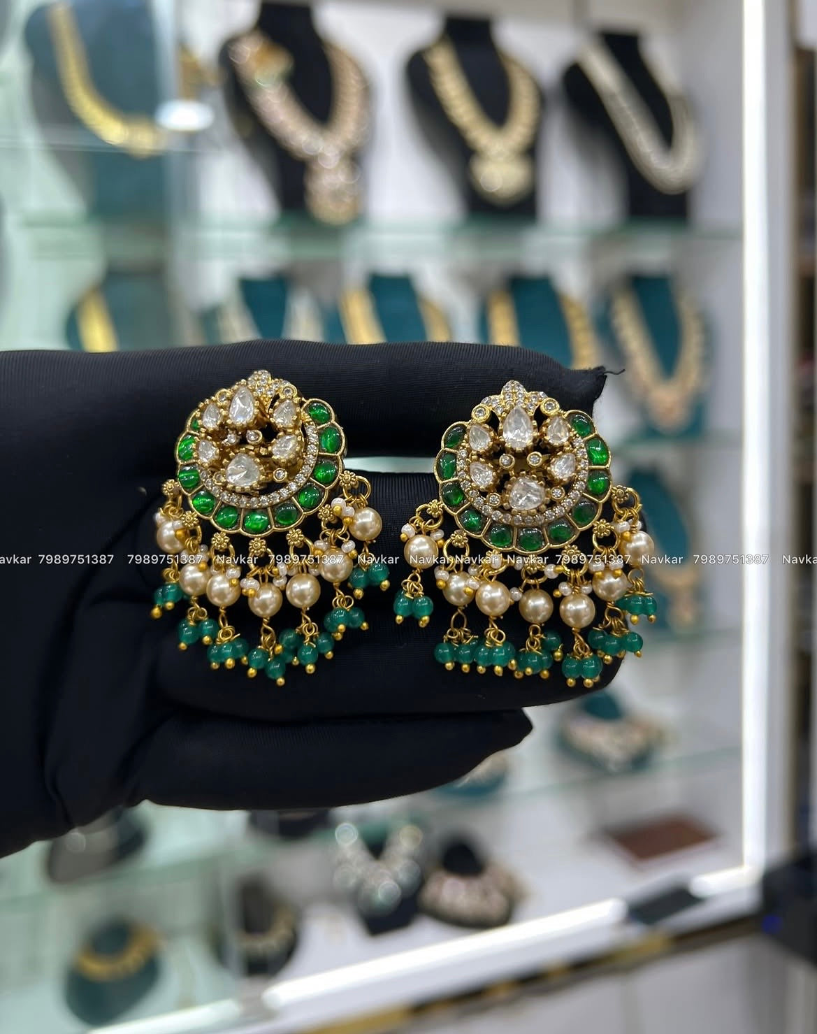Kundan mossonite earring