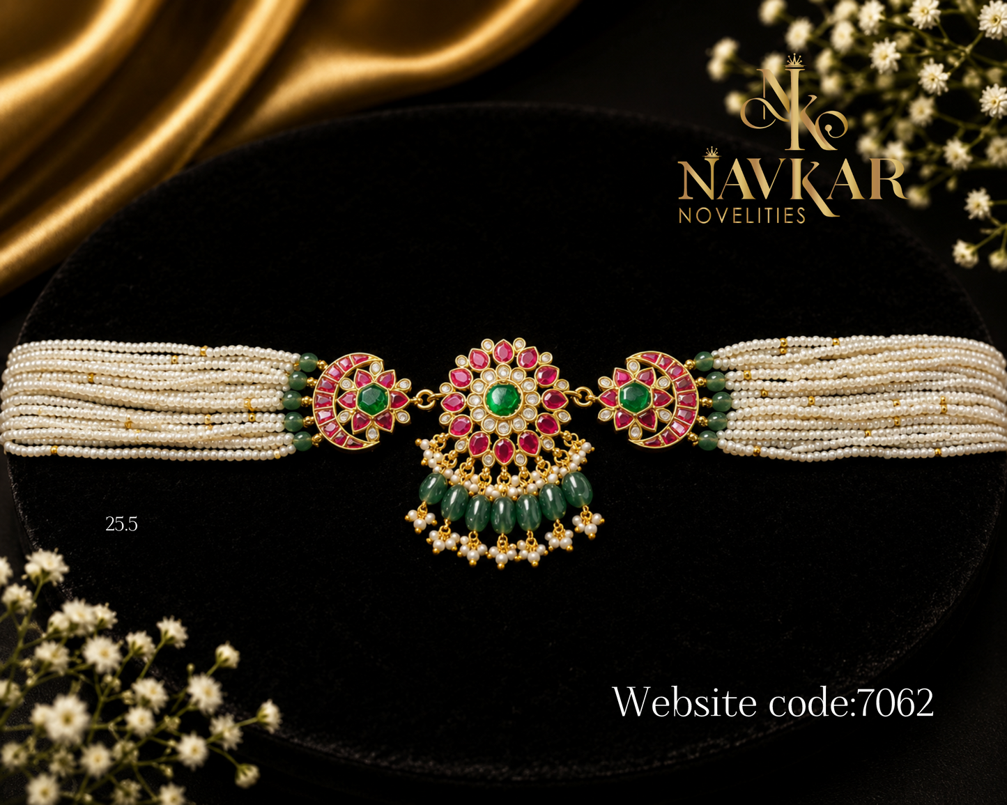 Kundan beads choker