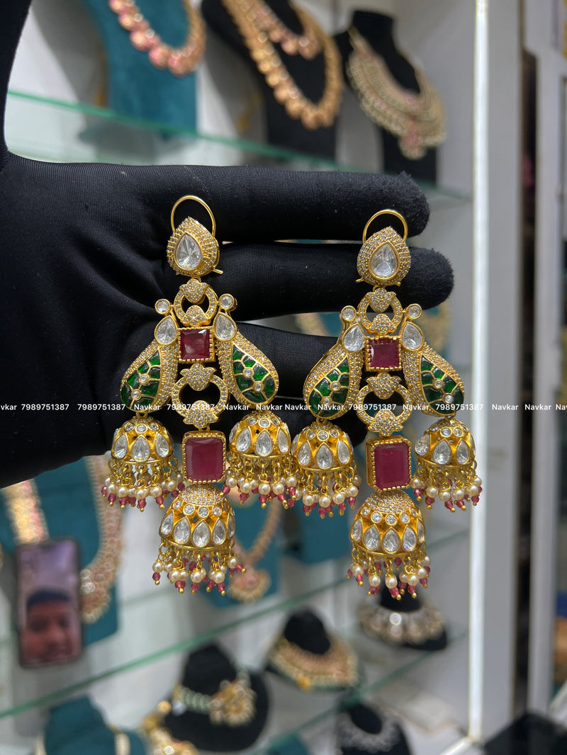 Kundan mossonite earring
