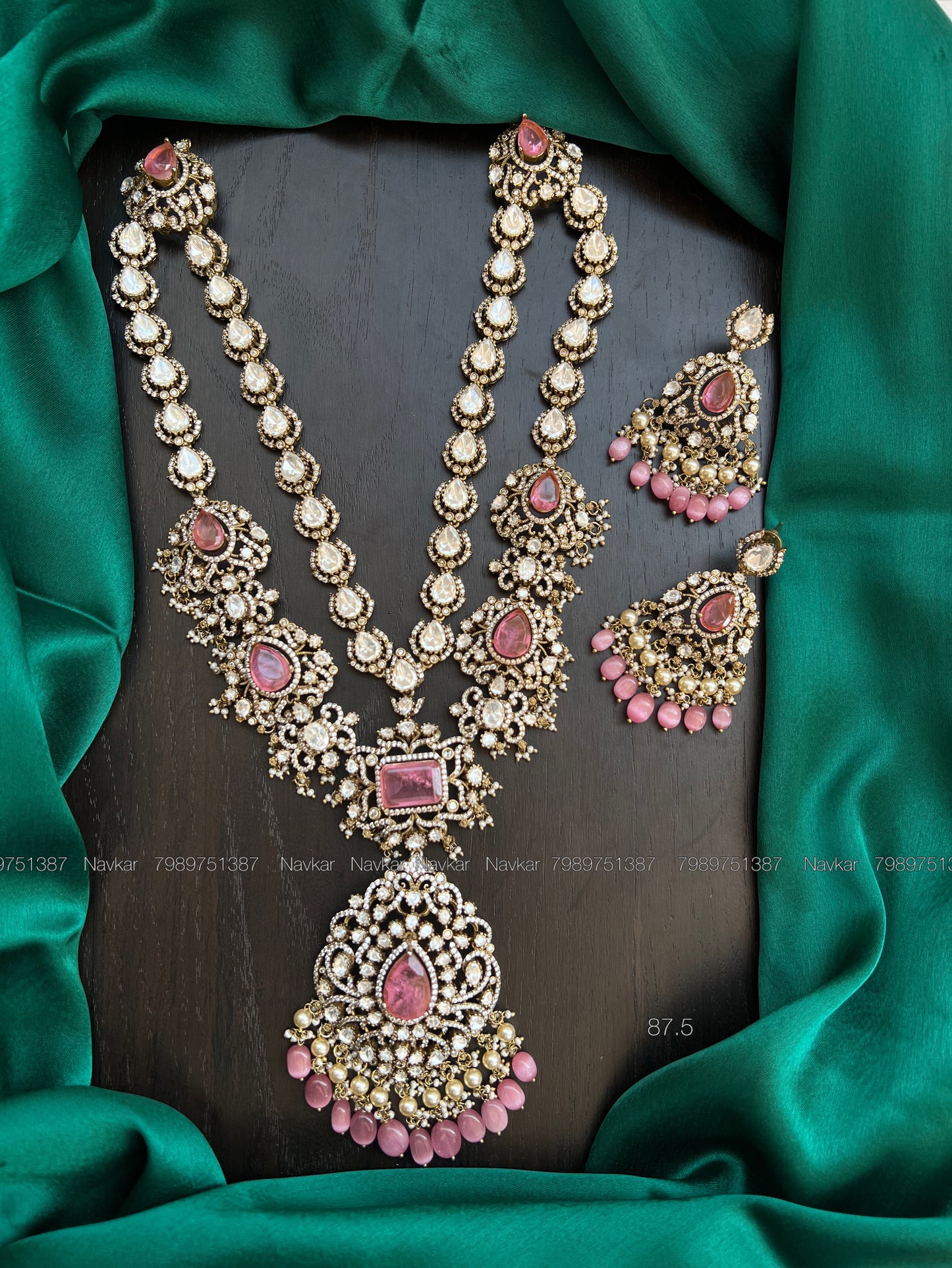 Mossonite 2lines haram and earrings