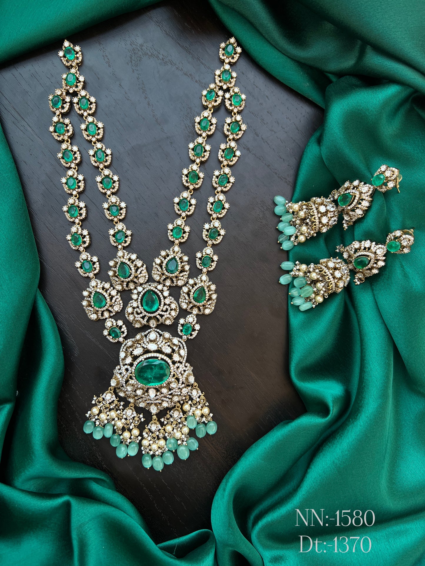 Mossonite 2 line haram and earrings