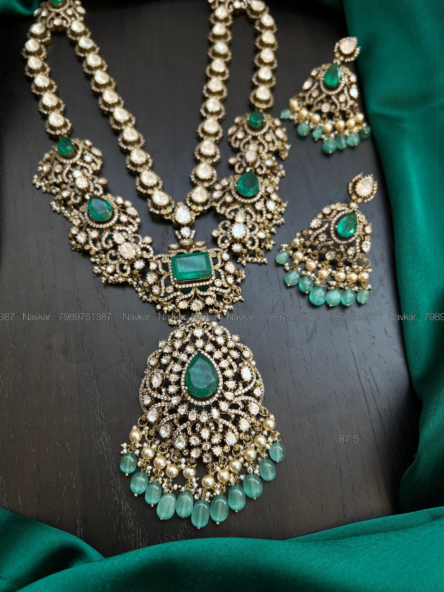 Mossonite 2lines haram and earrings