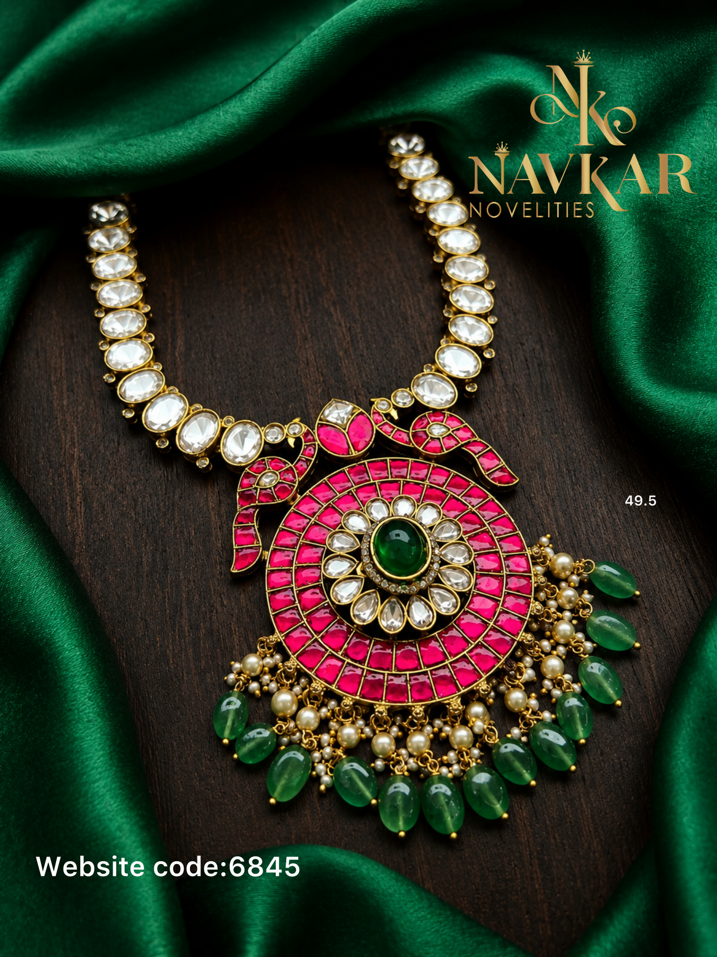 Kundan mossonite necklace