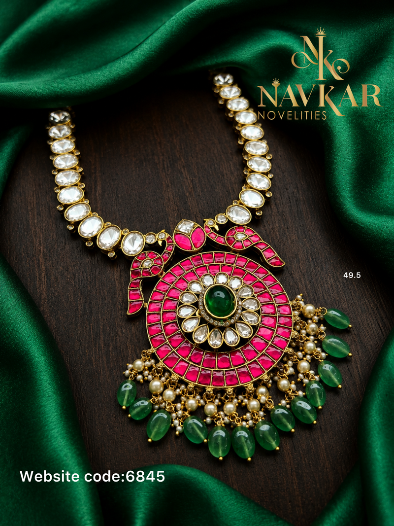 Kundan mossonite necklace
