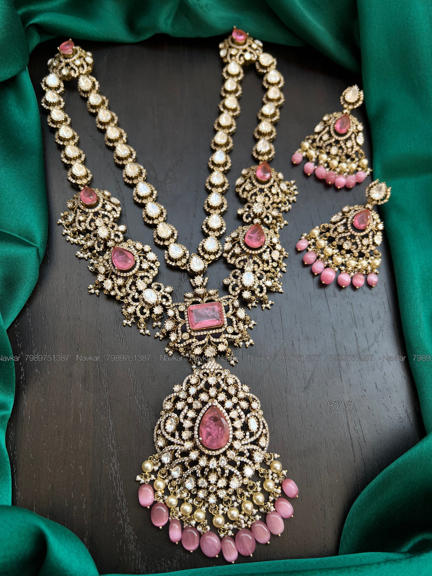 Mossonite 2lines haram and earrings