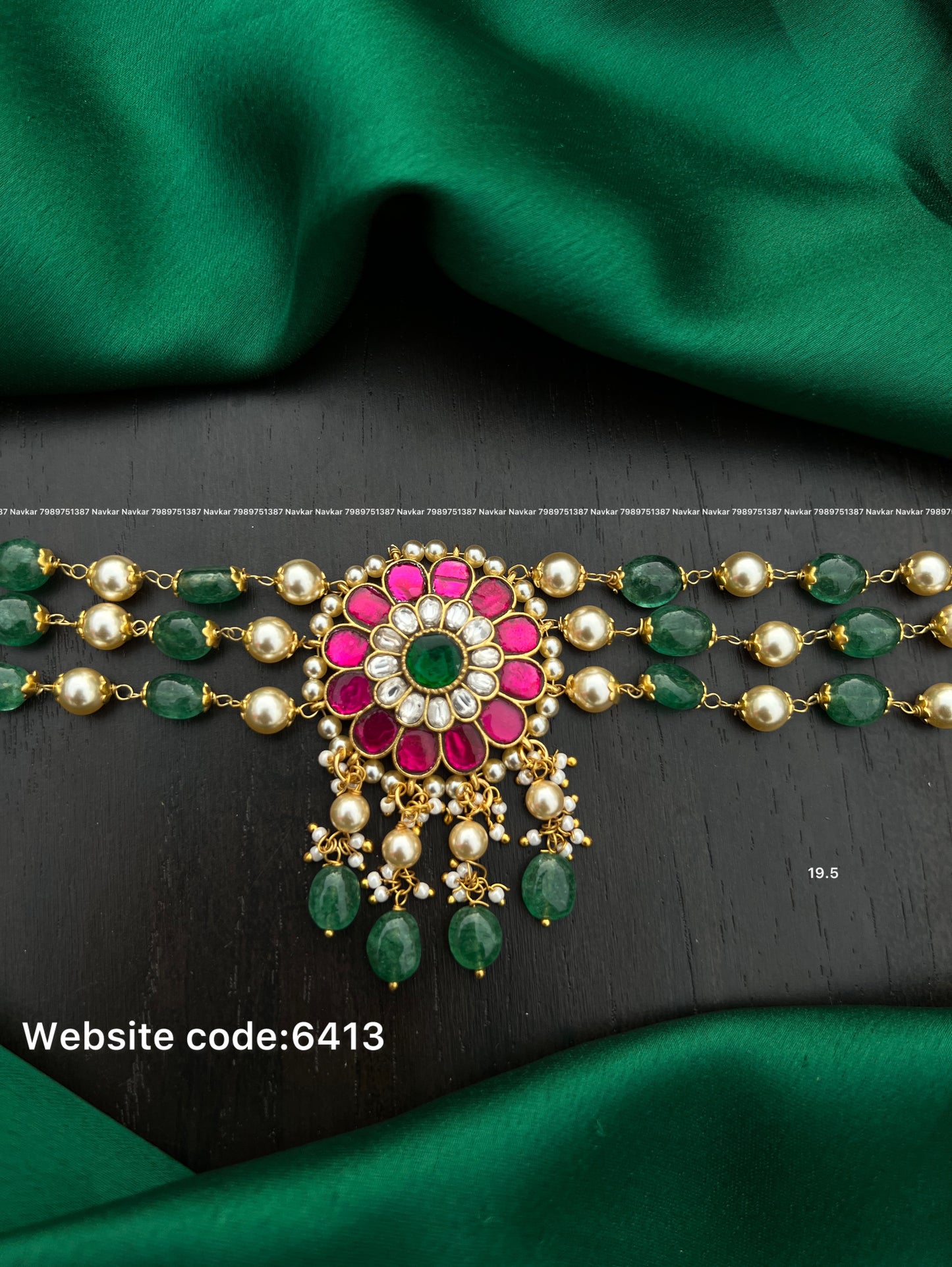Kundan beads choker