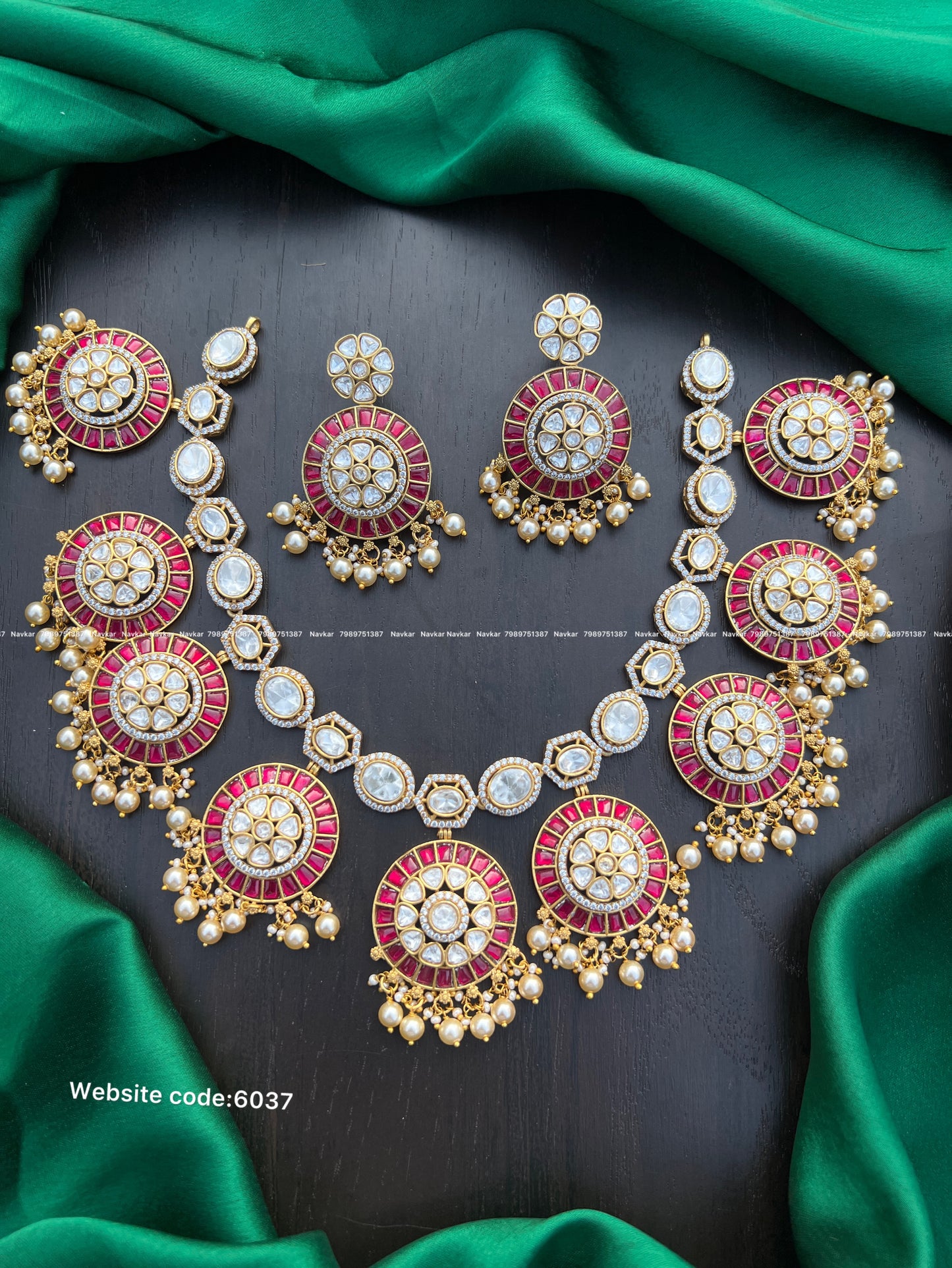Kundan mossonite necklace