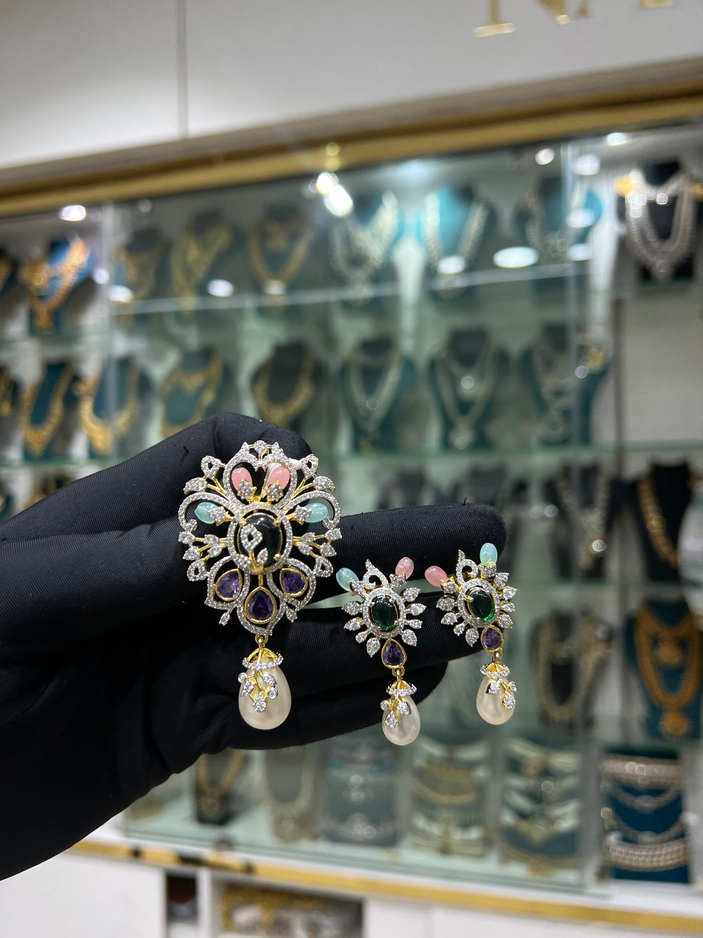 Pendant  and earrings