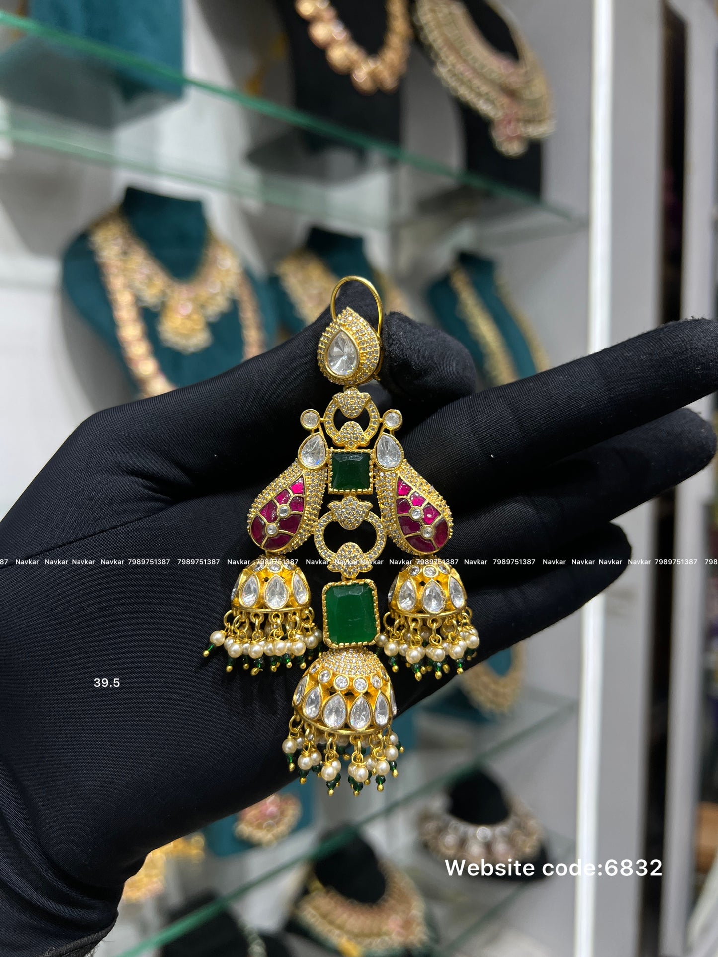 Kundan mossonite earring