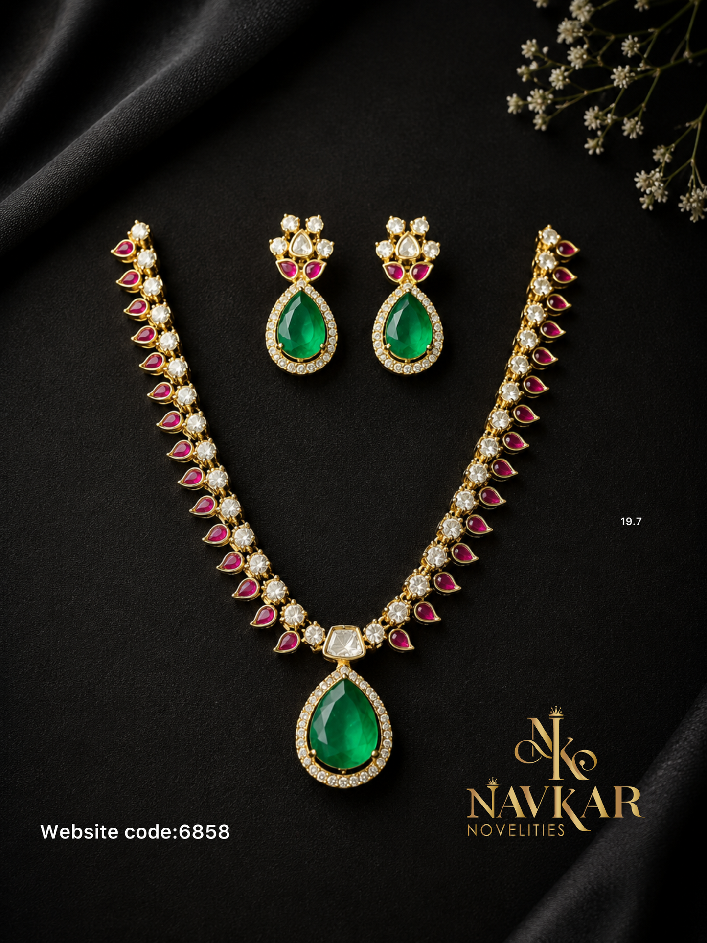 Kundan mossonite necklace