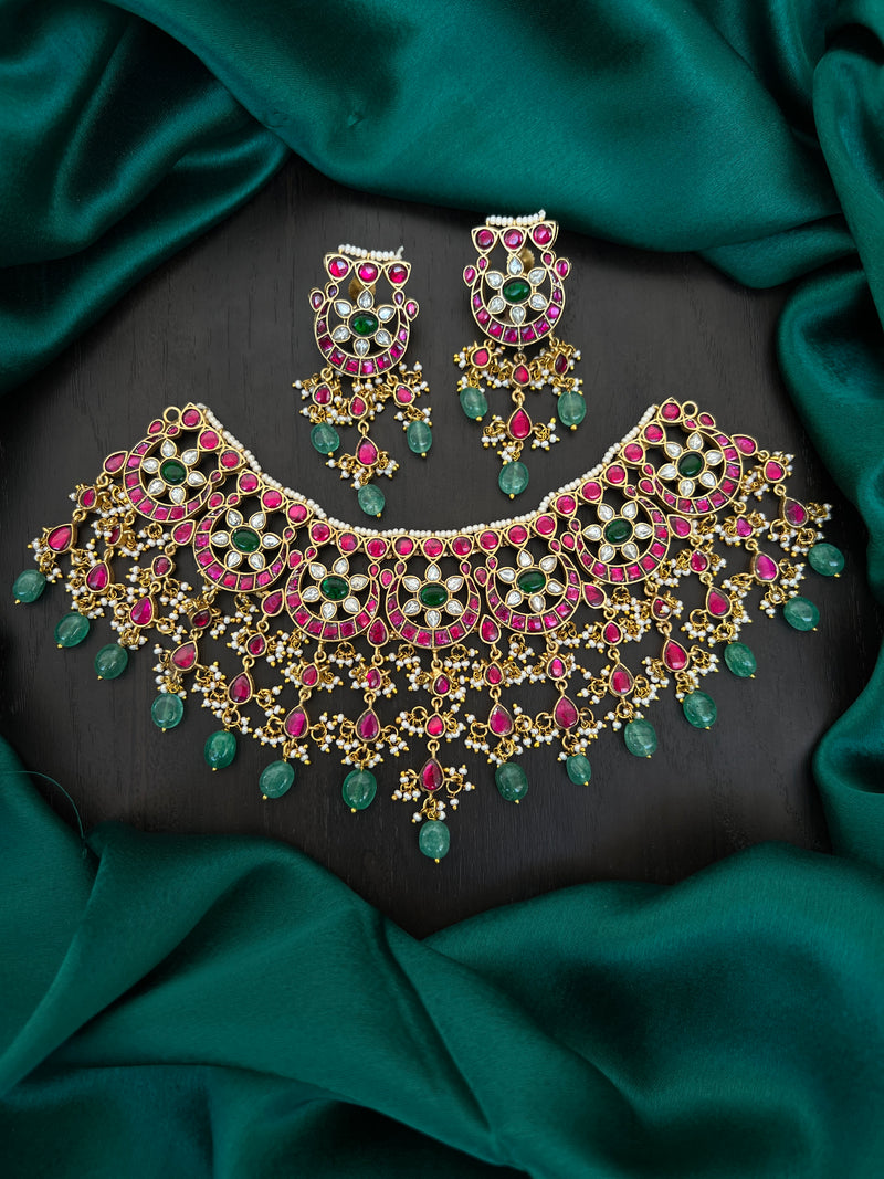 Kundan Chandbali choker and earrings