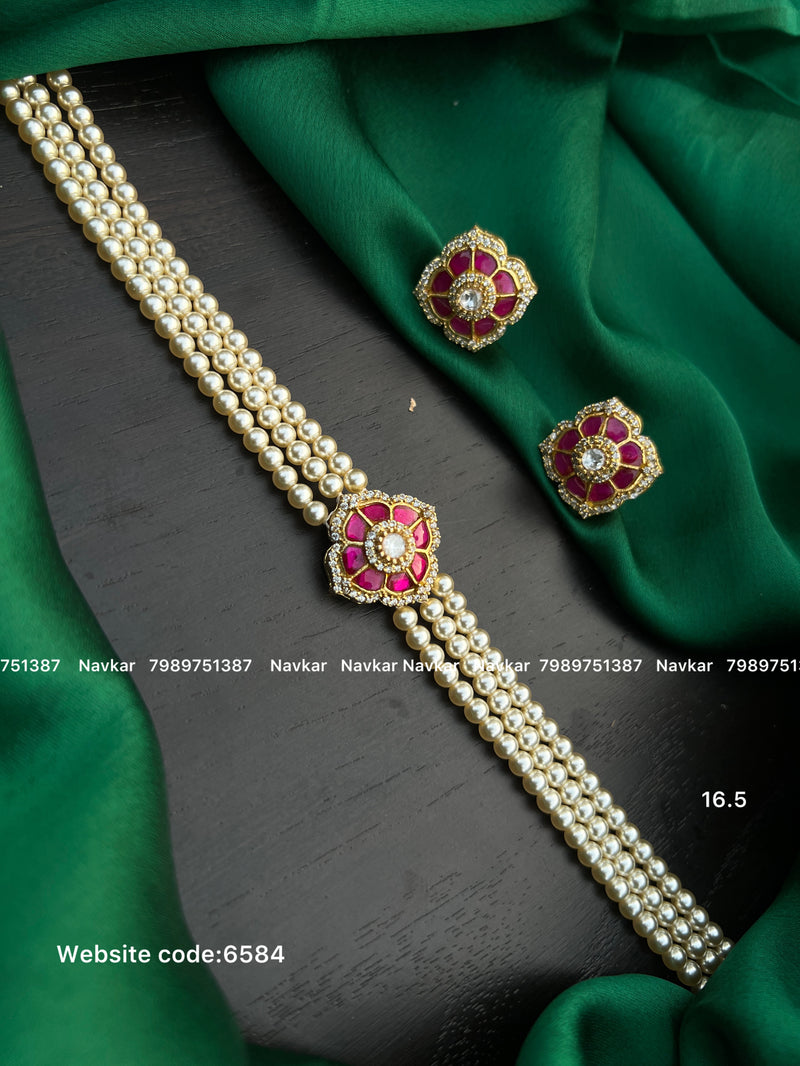 Kundan beads choker