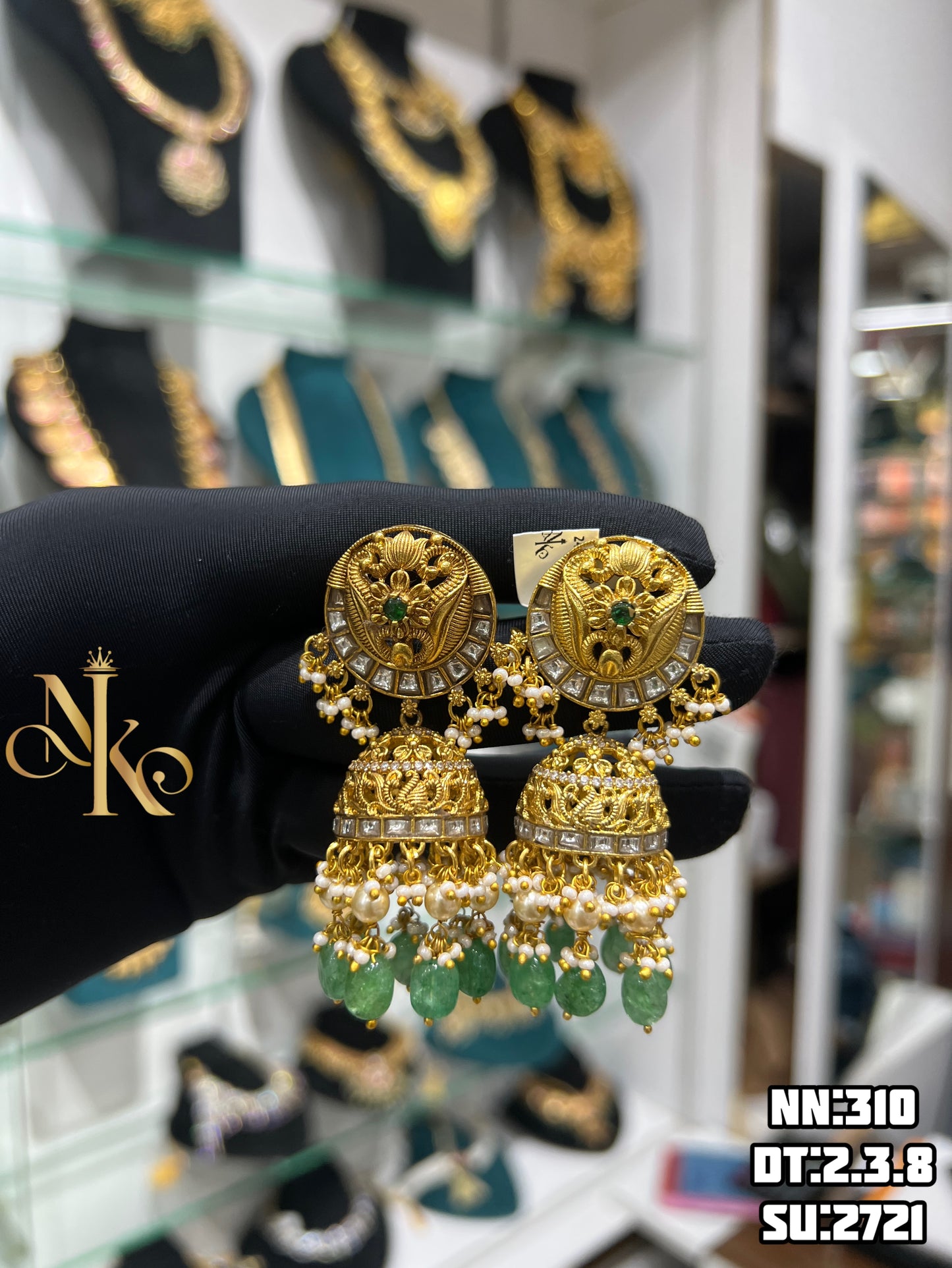 Mossonite kundan earrings