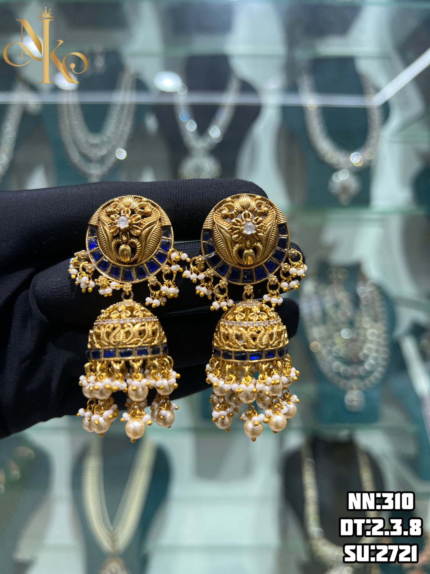 Mossonite kundan earrings