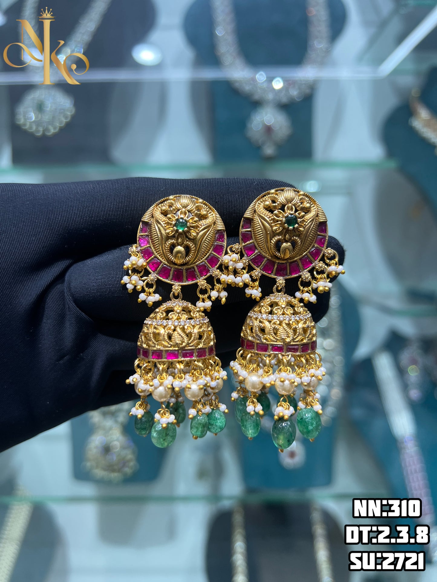 Mossonite kundan earrings