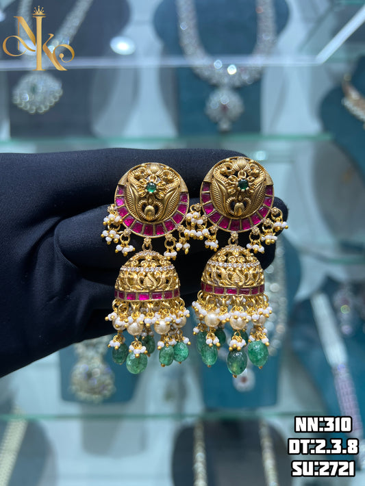 Mossonite kundan earrings