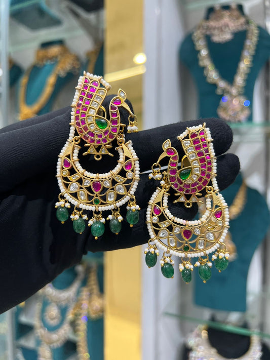 Jadaukundan chaandbaali earrings