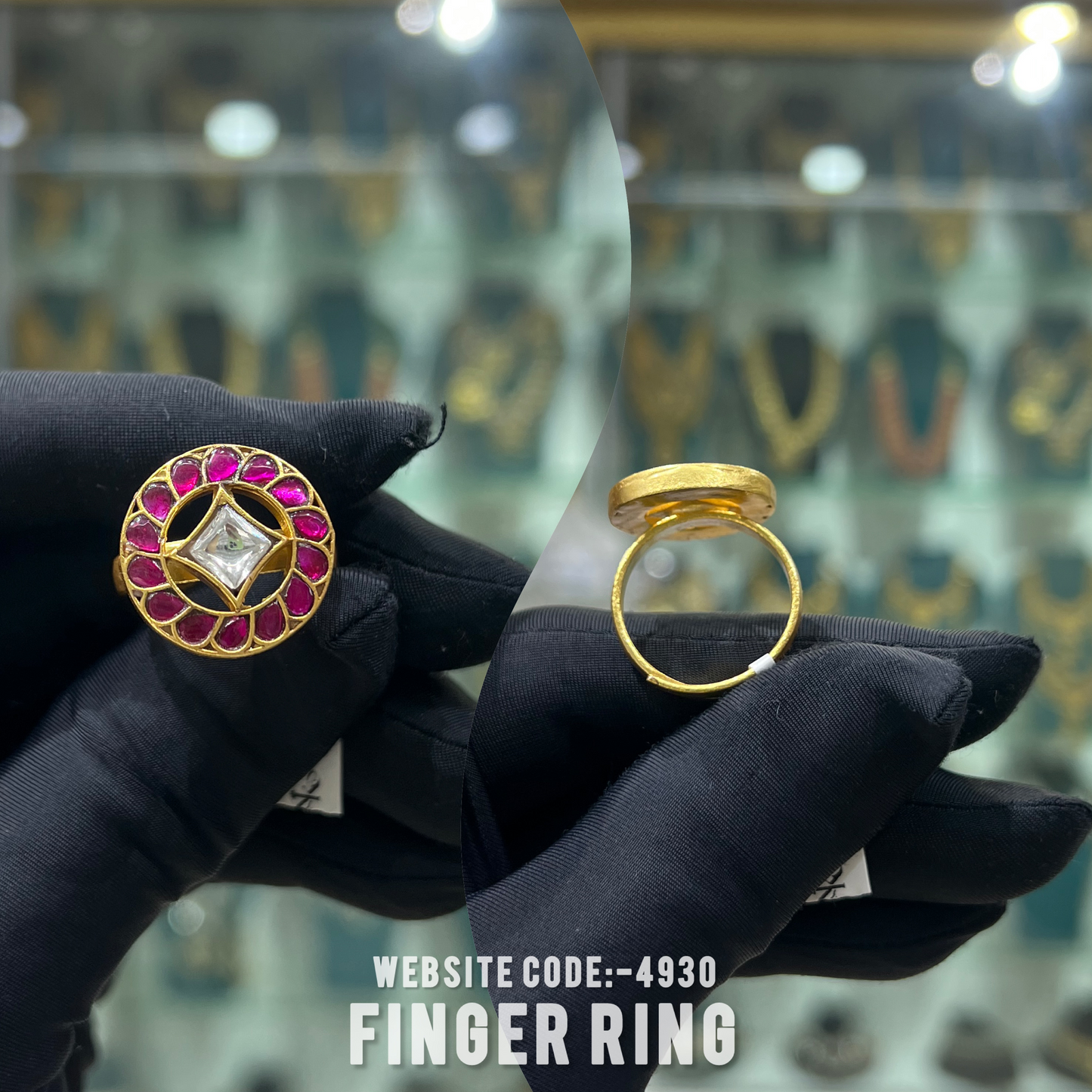 Kundan finger ring