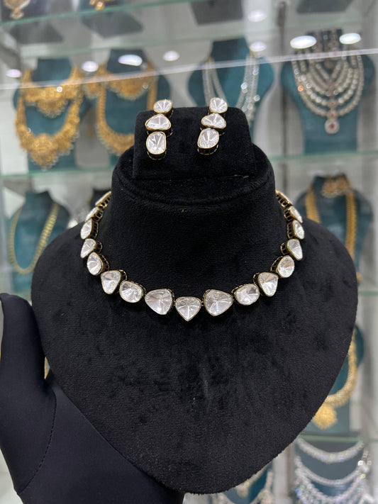 Mossonite necklace and mossonite earrings