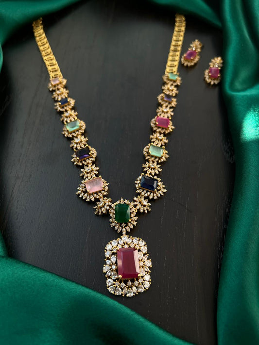 Multi stone matt necklace