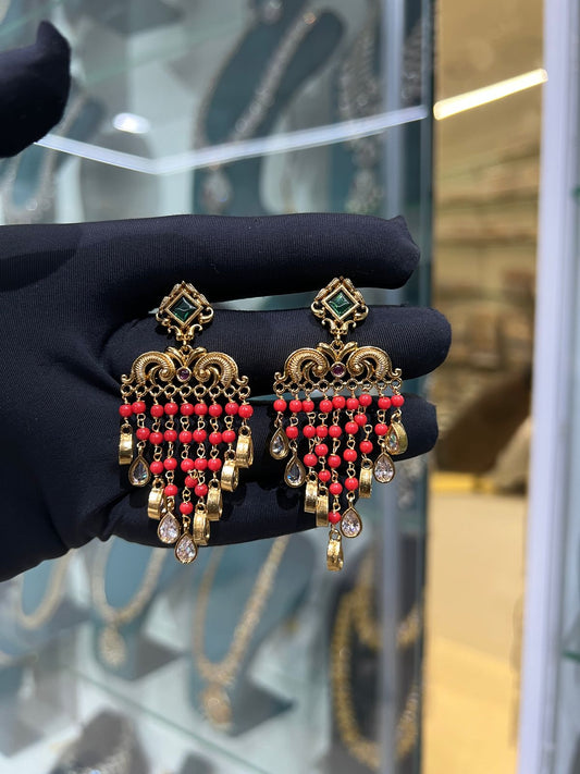 Pearls and coral earrings