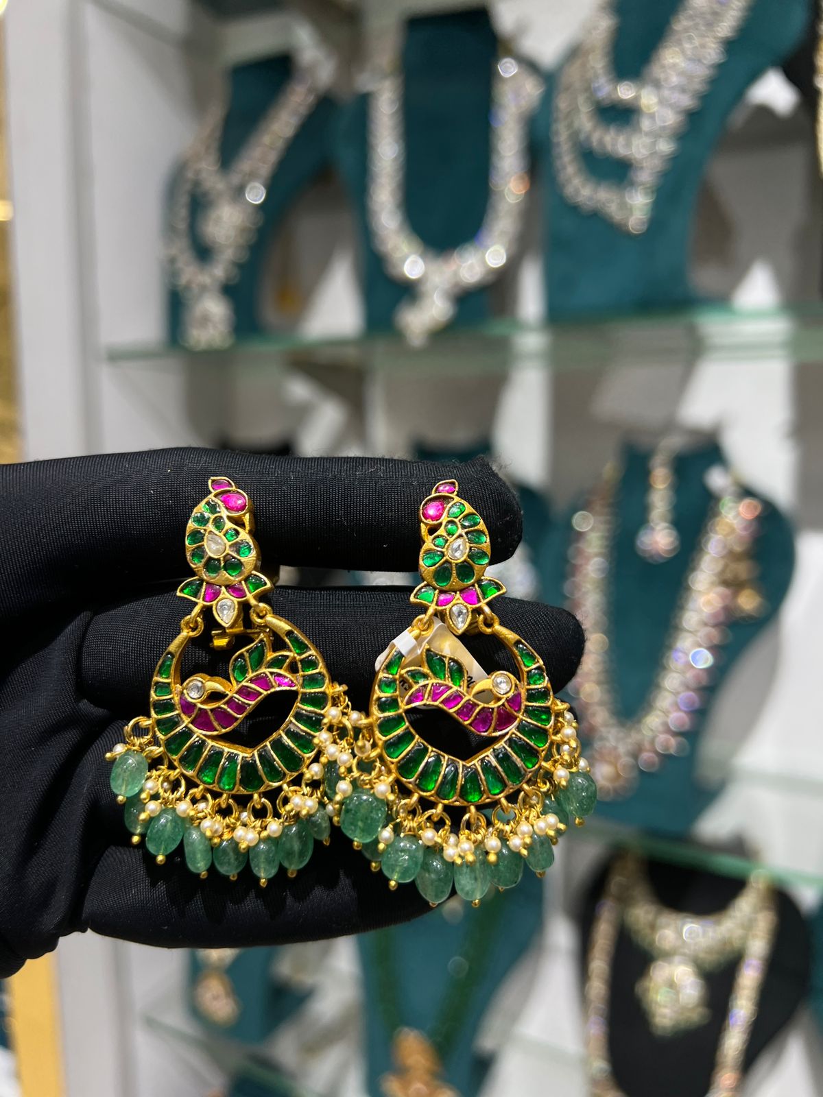 Jaduakundan  earrings(chaandbaali)