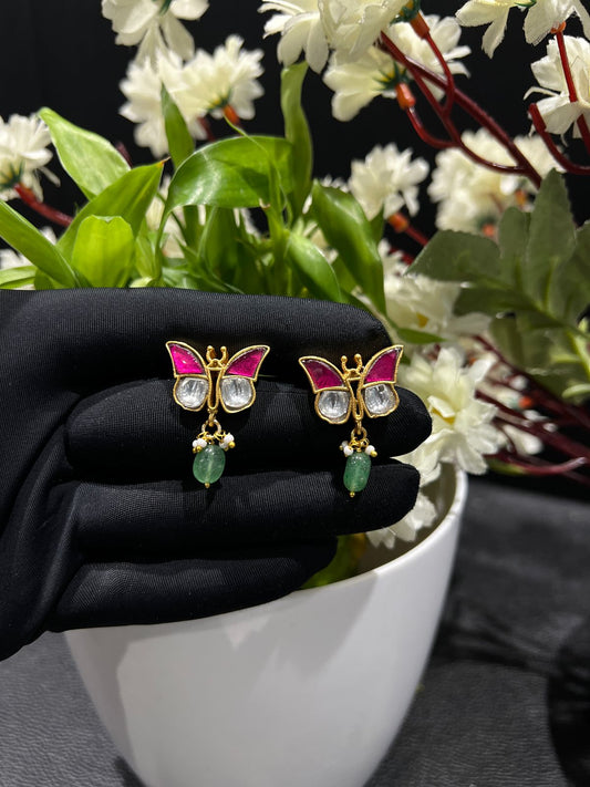 Jadaukundan butterfly  earrings
